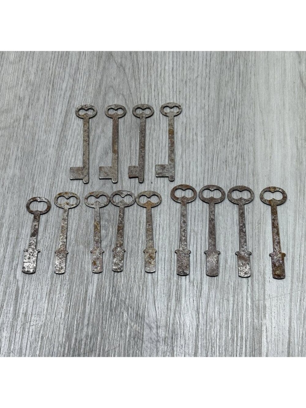 Lintage Lot Of 13 Flat Steel Skeleton Key Blank Uncut